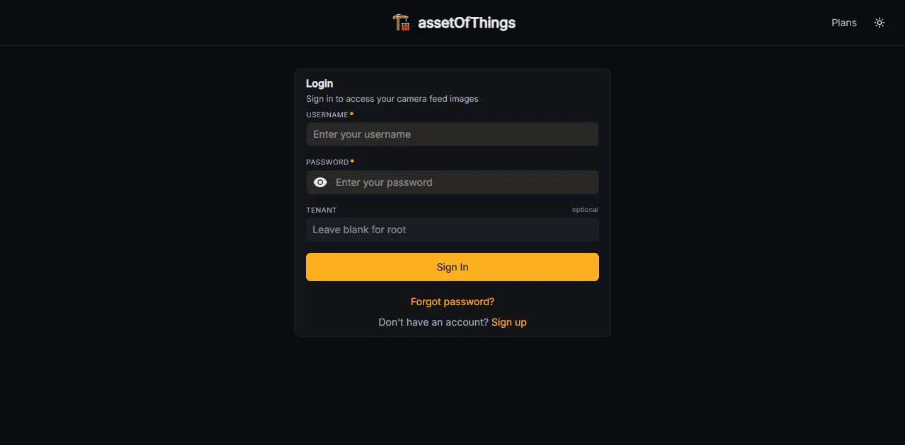 Asset of Things Media public sign-in interface for camera feed images